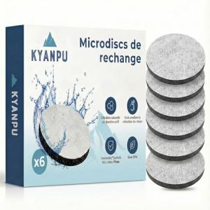 KYANPU Lot de 6 Disques Filtrants Compatibles Brita MicroDisc - 900L de Filtration (6x150L) - Recharge Gourde Filtrante Fill&Go Bouteille & Carafe - Charbon Actif Anti Chlore, PFAS & Go&ucirc;t (Ajima-FR, neuf)