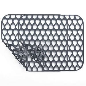 iAnomla Tapis D'&eacute;vier en Silicone,34 X 30cm, 2pc Pliables et Antid&eacute;rapants, Pour &eacute;vier de Cuisine, Tapis de Protection Pour Le Fond De L'&eacute;vier, Tapis D'&eacute;gouttage Pour La Vaisselle et Les Verres - Gris (SUSUWang1300, neuf)