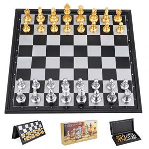 Jeu D'Échecs, Echec Magnétique en Echec Deluxe, Pliable Echecs Magnétique Coffret Éducatif Jeu pour Voyage pour Enfants à Partir de 6 Ans et Adultes (25CM x 25CM) (JTcymstore, neuf)