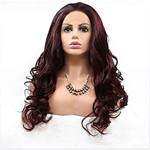 Perruque Avant Synth&eacute;tique Ondul&eacute;e En Couches, Densit&eacute; De 150%, Fibre R&eacute;sistante &Agrave; La Chaleur, Cheveux Synth&eacute;tiques Pour Femme, Longueur Moyenne, Pourpre, 20 Pouces (26 Pouces) (ydxdsp, neuf)