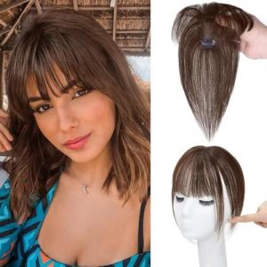 Postiche à frange, extension à clip en cheveux naturels for femmes, marron(Dunkelbraun-Dicke) (LWJLXWJLSDZ, neuf)