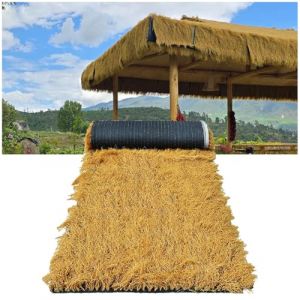 YZRXD Rouleau Toit de Chaume Synth&eacute;tique, Paille Mexicaine Artificielle Ignifuge, D&eacute;coration de F&ecirc;te et Hawa&iuml;en Tiki Bar Jardin Terrasse Mur Gazebo Intemp&eacute;ries(Size:1x10m(3.2x32ft),Color:Jaune) (A sunny  cabin, neuf)