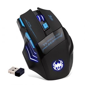 zelotes Souris sans Fil Ergonomique,4 DPI R&eacute;glable,&Eacute;conomie D'&eacute;nergie,7 Boutons avec USB Nano R&eacute;cepteur,Souris Gamer Wireless,Optique Portable Mouse pour PC, Mac,Noir (baojiarong, neuf)