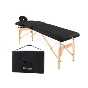 QUIRUMED Table de Massage Pliable en Bois Easy, Couleur Noire, 186 x 66 cm, Table de Massage, Massage physioth&eacute;rapie, Similicuir t&ecirc;te articul&eacute;e, Hauteur r&eacute;glable, 2 Corps (Quirumed, S.L., neuf)