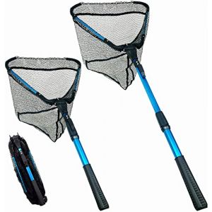 Senston Epuisette de Pêche Pliable avec Filet Recouvert de Caoutchouc, Épuisette Télescopique, Filet de Pêche Pliable en Nylon (WDS-SPORT, neuf)