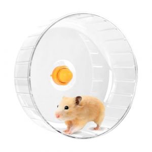 Roue Hamster 21 cm, Roue d'exercice Silencieuse pour Hamster, Roue de Course pour Chinchilla Gerbilles, Hamsters Wheel de Jouet Accessoire Transparent pour Totoro, Écureuil, Souris, Petit Animal (qinsocor, neuf)