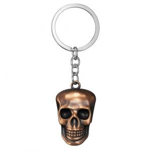 Porte-Cl&eacute;s Cr&acirc;ne Bagages D&eacute;cor &ndash; Porte-Cl&eacute; T&ecirc;te de Mort avec cha&icirc;ne argent&eacute;e. Style gothique. (JTYX, neuf)