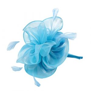 LXYDPZ Chapeau fascinateur en Plumes et Fleurs pour Femmes, Chapeau de Coiffure pour Mariage, fête de thé, Clips (Bleu lac, Taille Unique) (XingYuan Shop, neuf)