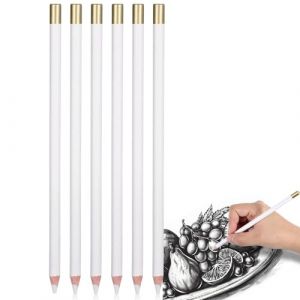 ZUWIJEQ 6 Pcs Blanc Stylo Gomme en Bois Doux Facile à Transporter en Tenir pour un Gommage Fin, pour Étudiants et Professionnels Art Peinture Projets Artistiques pour Croquis Très Brillant et Révision (LiJIAHUa, neuf)