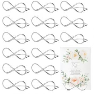 16 Pcs Porte Nom Table Argent&eacute;, Porte-Cartes de Table en Forme de 8, Porte Cartes de Table, Porte-Photos Clips de Support en M&eacute;tal, Porte Numero de Table Mariage No&euml;l F&ecirc;te Argent&eacute;, Porte-M&eacute;mos (jiuxlaan, neuf)