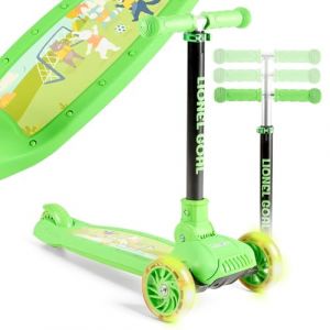 FableKids Trottinette Enfant Pliable avec Roues LED | Scooter &agrave; Hauteur R&eacute;glable, Frein au Pied, d&egrave;s 3 Ans | Jusqu&rsquo;&agrave; 50 kg |Vert (AREBOS, neuf)