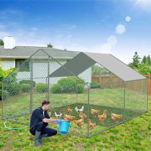 Ikodm Enclos poulailler 9m2 Parc Enclos Poules 3x3x2 M Acier Galvanisé Grillage Voliere Exterieur Clapier Lapin Exterieur XXL Grande (GreenThumbs EU, neuf)