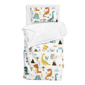 DJDEA Housse de Couette 120x150 Enfant Dino - Housse de Couette 1 Personne Gar&ccedil;on avec Taie d'oreiller 40x60 avec Fermeture &agrave; glissi&egrave;re - Microfibre (Sky Wing Home Textile Products, neuf)