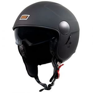 ORIGINE Casque de Moto Jet Ouvert avec Pare-Soleil Boucle à dégagement Rapide homologué ECE (Solid Matt Black, L) (H&H Sports Protection srl, neuf)