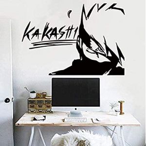 JILIWO Kakashi Naruto Anime Sticker Mural Vinyle Stickers Muraux Enfants Chambre Autocollants 58x45cm Noir Murs Vinyle Anime Caricature Indoor (FFBHD, neuf)