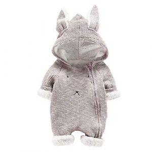 Grenouillère Bébé Garçon Hiver Chaud DAY8 Pyjama Garçon Automne Combinaison Bébé Garçon 0-24 Mois Vêtements Manteau Bébé Fille Naissance Body Unisexe Bébé Barboteuse Costume (80(12-18 Mois), Gris) (SoLu DAY8, neuf)