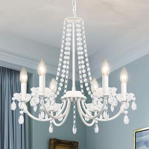ASHUAQI Lustre Salon Cristal, 6 Lumières Classique Moderne Bougie Suspensions D'éclairage, Métal Lustre Salle à Manger Avec Douille E14, Vintage Lampe Lustres pour Chambre, Cuisine, Couloir (ASHUAQI (FR), neuf)