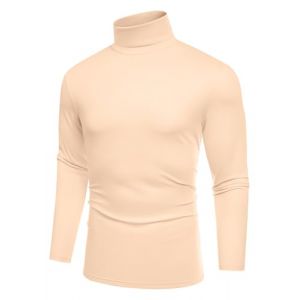COOFANDY Pull Col Roulé Homme Fin T-Shirt Manches Longues Basique sous-Pull Slim Fit Couleur Chair M (COOFANDY EU, neuf)