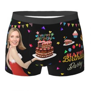 Cale&ccedil;on Boxeur Visage Personnalis&eacute; pour Homme, Cale&ccedil;on Boxeur Nouveaut&eacute; Personnalis&eacute; Priv&eacute;, Fantaisie Dr&ocirc;les Photo Boxer Personnalisable Cadeau Saint-Valentin Anniversaire pour Copain, Mari, XL (YouPin Custom, neuf)