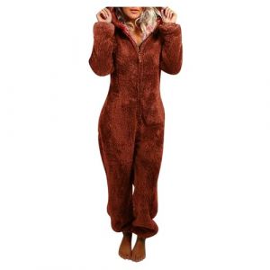 Combinaison Pyjama Femme Grenouillere Femme Combi Pyjama Tout En Un Chaud En Polaire,Combinaison Pyjama Barboteuse Polaire Capuche V&ecirc;Tement En Peluche Nuit Adulte Costume Loungewear Grenouill&egrave;Re, (LiCaiYinShua, neuf)