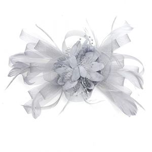 Bibi Mariage Chapeau Bibi de Cérémonie Coiffure Mariageavec Plume et Forme de Fleur Pince Cheveux Mariage Béret pour Mariage Cocktail Soirée (RUIXIAMUK, neuf)