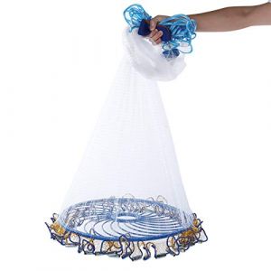 &Eacute;pervier de P&ecirc;che Facile &agrave; Lancer 2,4 M/7,9 Pieds Pi&egrave;ge &agrave; App&acirc;ts en Nylon &agrave; 360 Degr&eacute;s Pi&egrave;ge &agrave; Poisson T&eacute;lescopique Activit&eacute;s P&ecirc;che Lancer des Filets en Eau Douce pour Bait Trap Fish (Luqeeg, neuf)
