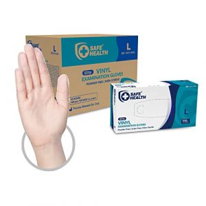Safe Health Gants d'examen Jetables en Vinyle Taille L Transparent, Bo&icirc;te de 1000 gants, Sans poudre Sans latex Hypoallerg&eacute;niques, Soins m&eacute;dicaux Aliments Nettoyage, 3 Mil (Le Pro du M&eacute;dical, neuf)