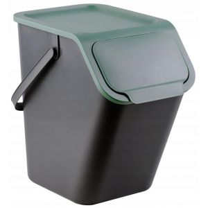 Go Practic Poubelle de Cuisine avec Couvercle 25 l Système de tri des déchets, Plastique Corbeille tri Selectif, Bac de Recyclage Empilable, Conteneur à Déchets, Fonction de Clic, Sans BPA, Noir Vert (PRACTIC, neuf)