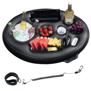 Gonflable Porte Gobelet Piscine, Bar Flottant Piscine 9 Trous avec Corde Traction, 2 en 1 Grand Plateau Piscine 75X50 Porte-Gobelet Flottant Portable pour Adultes Plateau Apero Piscine (Bafaeur EU Direct, neuf)