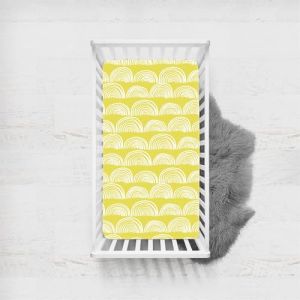 Odot Drap Housse pour Lit de Bébé, Motif Arc en Ciel Housse de Matelas pour Bébé Drap Housse Respirant Douce pour Lit Parapluie et Berceau Draps Housses Enfants (Jaune,65x95cm) (Odot, neuf)