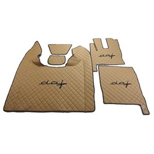 KRAM-TRUCK Tapis de Sol brod&eacute;s Compatible avec DAF XF106 &agrave; partir de 2017 avec boitier Automatique et pr&eacute;paration Eau Chaude, Beige fonc&eacute;, &eacute;ponge en eco-Cuir 1 cm, Certificat d'hygi&egrave;ne, Housses (KRAM-TRUCK Poland, neuf)