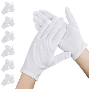 Segbeauty Gant Coton Blanc Eczema, 6 Paires Gants Fins Lavables pour la Nuit la Guérison L'Eczéma, pour Mains Sèches et L'Eczéma, Hydratants (L) (Seg-Beauty, neuf)