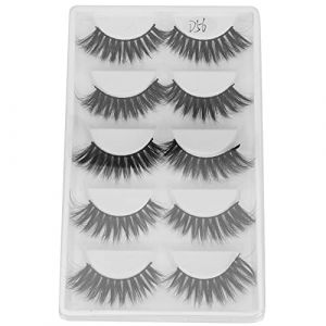 Faux cils &eacute;pais denses longs boucl&eacute;s 5 paires de fibres synth&eacute;tiques tridimensionnelles aspect naturel outil de maquillage r&eacute;utilisable pour le mariage de f&ecirc;te quotidienne (D56) (Iueburu, neuf)