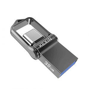 KEXIN Clé USB Type C 32Go USB 3.0 OTG Mini Clef USB 32 Go USB 3.0 en Métal Étanche, Cle USB Flash Drive 2 en 1 pour PC Dell XPS et Android Type C Smartphones (Xiaomi Oneplus), Argent (KTDISK, neuf)