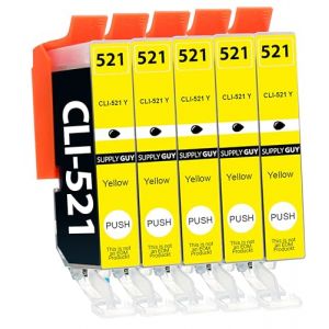 Supply Guy 5 Cartouches d'encre avec Puce Compatible avec Canon CLI-521 (Jaune) pour Canon Pixma IP3600 IP4600 IP4600-X IP4700 MP540 MP550 MP560 MP620 MP630 MP640 MP640-R MP980 MP990 MX860 MX870 (SupplyGuy, neuf)
