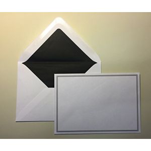 25 Enveloppes pour faire-part de décès, avec triple cadre fin et noir, C6 = 162 x 114 mm, avec doublure en papier de soie noir (Der Mega Deal GmbH, neuf)