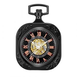 ShoppeWatch Montre a Gousset pour Homme avec Cha&icirc;ne | Montre de Poche Vintage &agrave; remontage Manuel | Mouvement M&eacute;canique | Accessoire de Costume Steampunk Ferroviaire des Ann&eacute;es 1920 | PW70 (ShoppeWatch FRANCE, neuf)