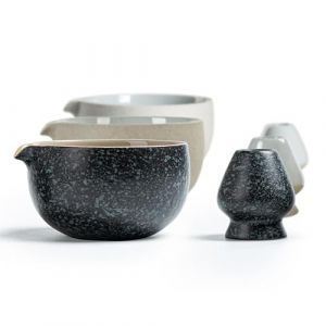 TEANAGOO Japanese Natural Rock Texture Matcha Chawan - 510 ml - K17 - Noir Rocky/Gris - Bol &agrave; th&eacute; en c&eacute;ramique - Bol &agrave; th&eacute; pour matcha (TEANAGOO, neuf)
