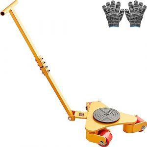 VEVOR Déménageur de Machines 3 T Chariot de Transport Charge Lourde Poignée Transporteur Équipements Industriels Acier au Carbone 3 Roues Pivotantes 360° PU Antidérapant pour Entrepôt Atelier Usine (New Clear VEVOR, neuf)