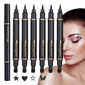 GjnjfdF Crayon Eyeliner - Tampon Effet Ailé pour Regard Félin | 6 Pièces Double Embout Longue Tenue pour Occasions Spéciales (limane, neuf)