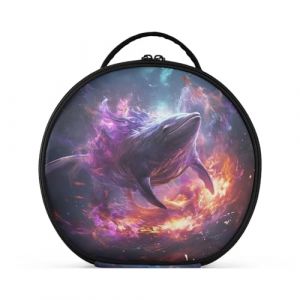 Dauphin En Colère Feu Violet Créativité Trousse Sac Cosmétique Circulaire de Maquillage Pochette Sacs avec Cloisons Amovibles pour Voyage Filles (HULAHULA, neuf)
