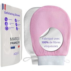 ADJUO 2 x Gant Exfoliant Corps - Gant de Crin Gant Kessa Gommage Corps et Visage en Viscose Naturelle - Élimine les Cellules Mortes et Laisse une Peau Douce - Idéal pour une Expérience Spa à Domicile (Adjuo, neuf)