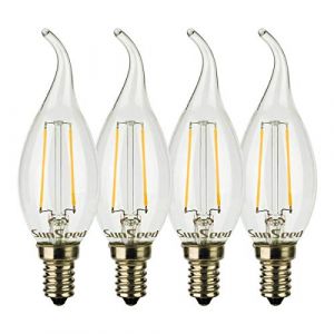 SUNSEED 4x Ampoule Filament LED Flamme E14 2W &eacute;quivalent 25W Blanc Chaud 2700K (Officine Led, neuf)