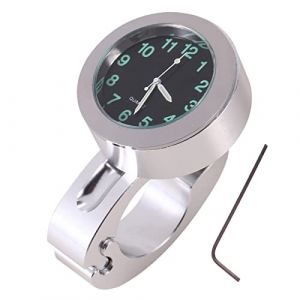 TKSE Moto Guidon Horloge, 1pc Universel Argent Moto Guidon &Eacute;tanche Glow Mount Horloge Montre pour La Plupart des Motos (KSTE, neuf)