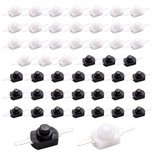 HUAZIZ 50 Pcs Bouton-poussoir à Verrouillage,Boutons Poussoir On-Off Autobloquant Bouton-poussoir tactile Mini Bouton Poussoir, Rond Bouton (DC 30V 1A) (HUAYUE-EU, neuf)