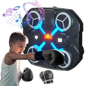 Machine de Boxe Musicale Bluetooth Intelligente, Cible de Boxe Intelligente Murale, Chargement USB, équipement d'entraînement de Boxe, Cadeaux pour Enfants, Adultes (Noir) (TIMAR STORE S.R.L., neuf)