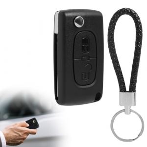 Bo&icirc;tierde Cl&eacute; de Voiture T&eacute;l&eacute;commande Coque Cl&eacute; de Remplacement 2 Boutons avec Lame HU83 Compatible CE0523 cl&eacute; &agrave; Rabat Pliable pour Peugeot 207 307 308 407 408 3008 5008 Citroen C2 C3 C4 C5 C6 C8 (JuYiMingRu, neuf)