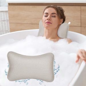 Alaoo Oreiller de Bain, Oreiller de Bain pour Baignoire Oreiller de Bain Ergonomique 3D avec 6 Ventouses Antid&eacute;rapantes et 1 Boule de Bain, Coussin Baignoire pour Relaxation Optimale du Cou, Gris(A) (Alaoo, neuf)