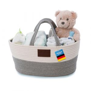 all Kids United Organisateur de couches pour b&eacute;b&eacute; ; panier &agrave; couches pour b&eacute;b&eacute; Sac &agrave; couches & ustensiles de change, sac &agrave; provisions portable Shopper Panier de rangement des couches 100% coton-lin (Goods & Gadgets GmbH, neuf)