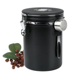 BOPEUY Bo&icirc;te &agrave; Caf&eacute; Herm&eacute;tique en acier Inoxydable, 2.8L Bo&icirc;te &agrave; Caf&eacute; Herm&eacute;tique, R&eacute;cipient avec Cadran de Date et Cuill&egrave;re Doseuse pour Caf&eacute;, Boite a Cafe, pour Caf&eacute; en Grains, Th&eacute;, Noix - Noir (fengheyuefei, neuf)